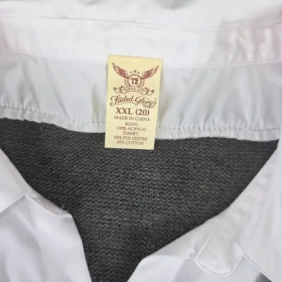 Faded Glory Women's Gray Knit Sweater with White Collared Shirt Layer Size XXL - Picture 5 of 15